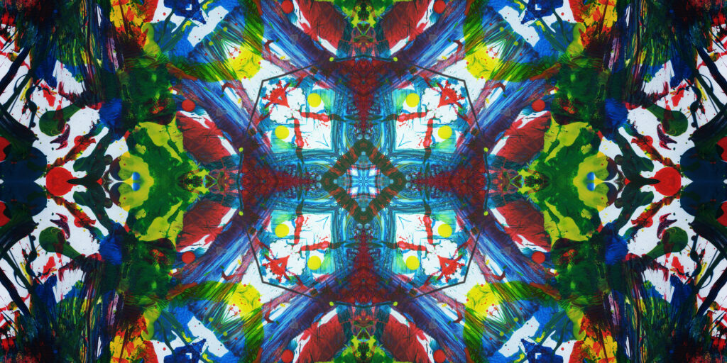 photograph of the pattern of color and light made inside a kalidescope
